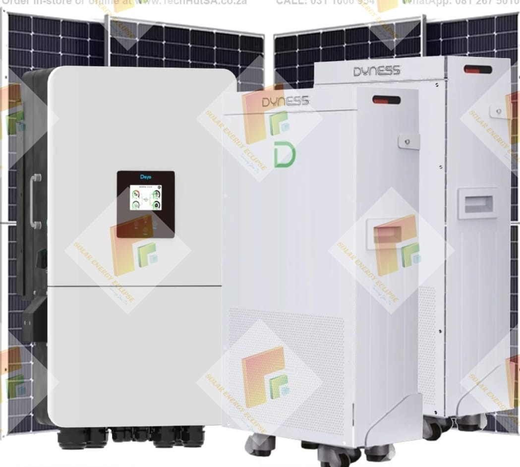 20Kw Deye Three Phase Inverter 2x 14.32Kw Dyness Lithium Batteries 36(Pallet) 550W Solar Panels with Installation Kit